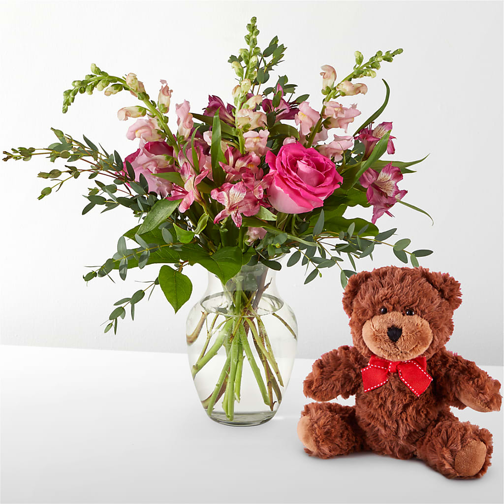 Happily Ever After Bouquet & Bear Set – BLOSSOMS & BALLOONS FLORIST, Roseville CA