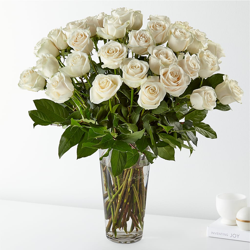Long Stem White Rose Bouquet – BLOSSOMS & BALLOONS FLORIST, Roseville CA