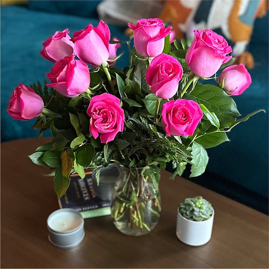 Long Stem Pink Rose Bouquet – BLOSSOMS & BALLOONS FLORIST, Roseville CA