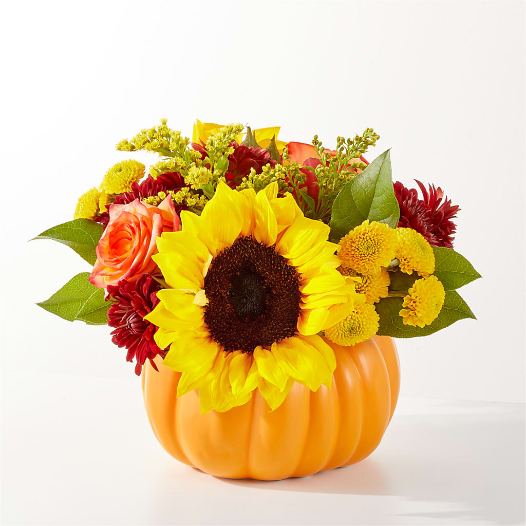 Golden Gourd Pumpkin Bouquet – BLOSSOMS & BALLOONS FLORIST, Roseville CA