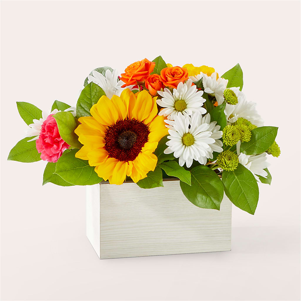 Sun-drenched Blooms Box Bouquet – BLOSSOMS & BALLOONS FLORIST, Roseville CA