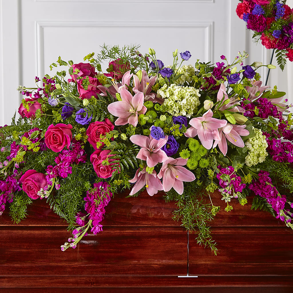 Radiant Tribute Casket Spray – BLOSSOMS & BALLOONS FLORIST, Roseville CA