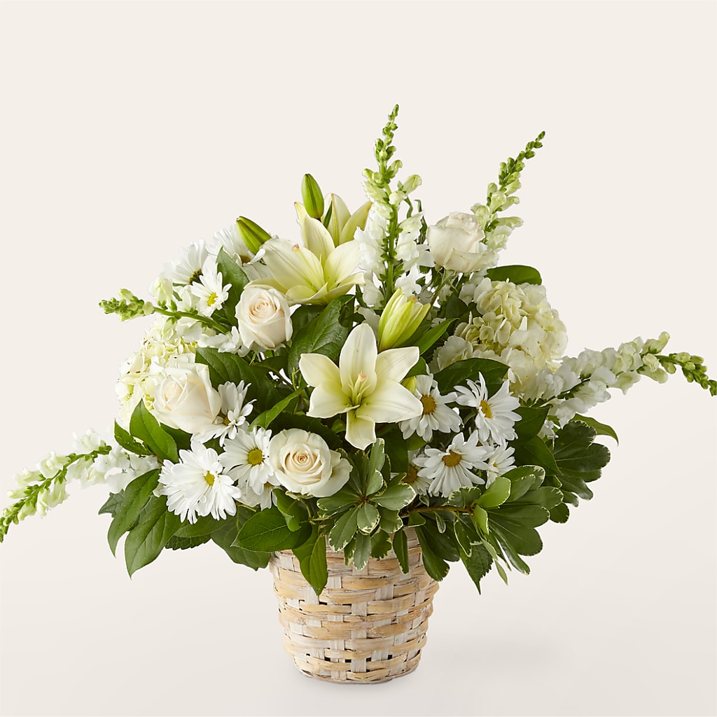 Ivory Elegance Floral Basket – BLOSSOMS & BALLOONS FLORIST, Roseville CA