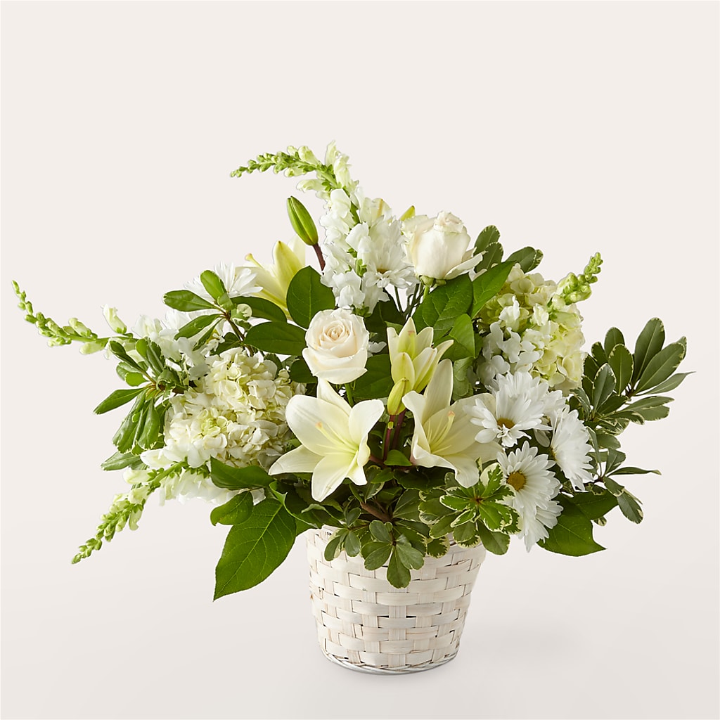 Ivory Elegance Floral Basket – BLOSSOMS & BALLOONS FLORIST, Roseville CA