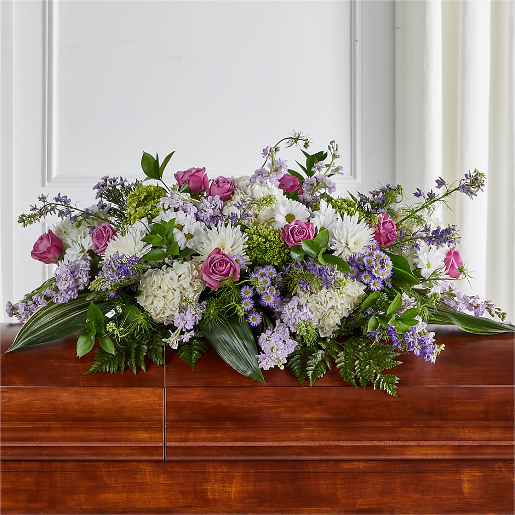 Meadows of Serenity Casket Spray – BLOSSOMS & BALLOONS FLORIST, Roseville CA