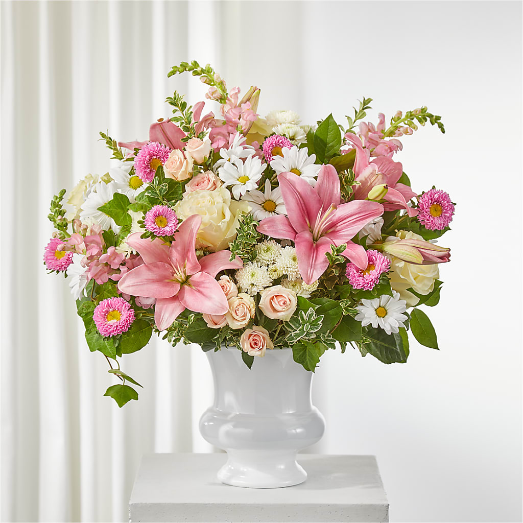 Empathetic Blooms Urn Arrangement – BLOSSOMS & BALLOONS FLORIST, Roseville CA