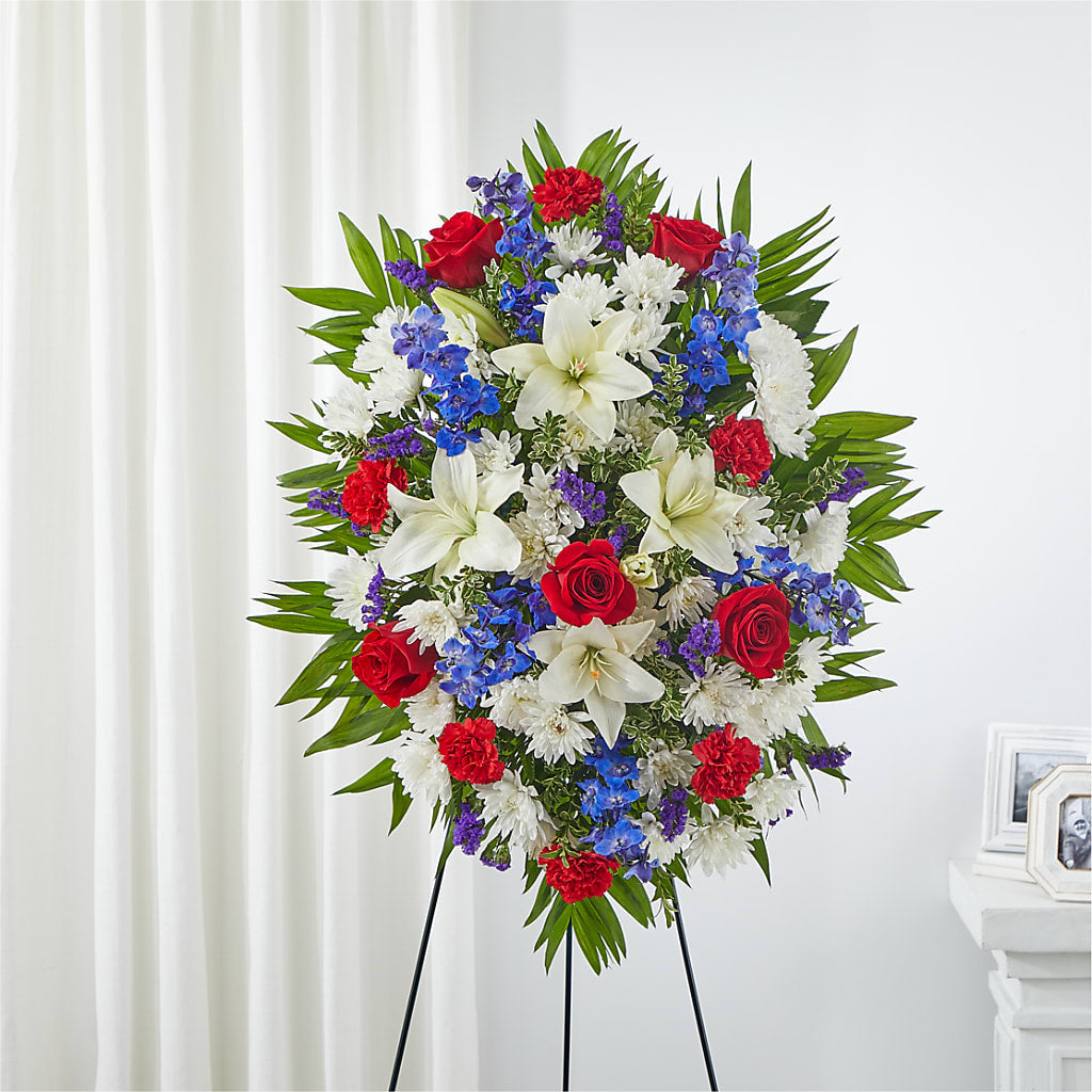 Cherished Service Standing Spray – BLOSSOMS & BALLOONS FLORIST, Roseville CA