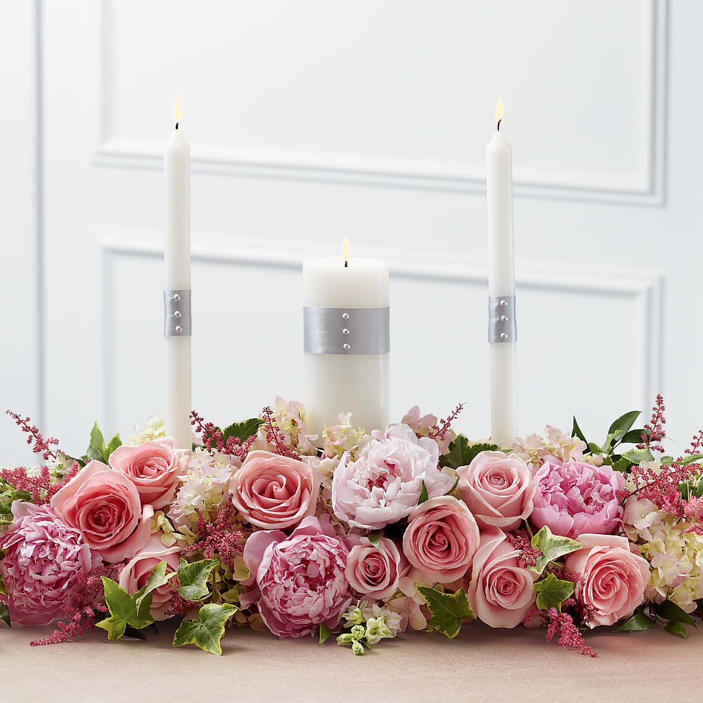 Worldwide Romance Unity Candle Arrangement – BLOSSOMS & BALLOONS FLORIST, Roseville CA