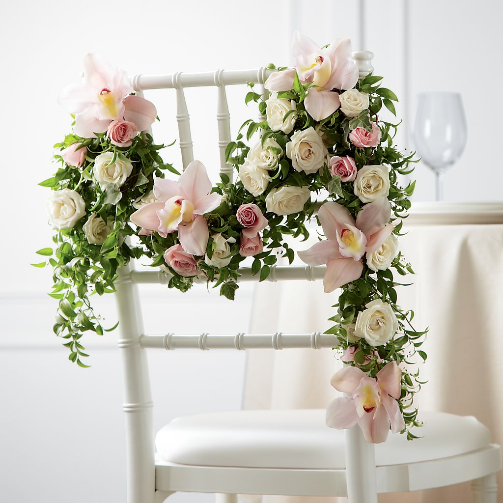 Orchid Rose Chair Décor – BLOSSOMS & BALLOONS FLORIST, Roseville CA