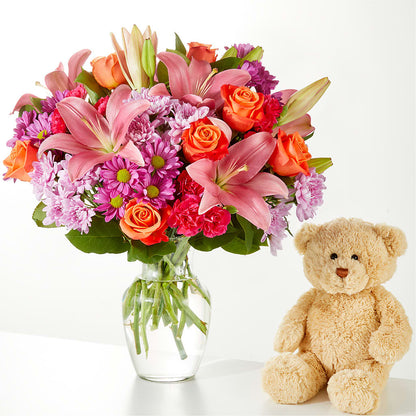 One and Only Bouquet and Bear Bundle – BLOSSOMS & BALLOONS FLORIST, Roseville CA