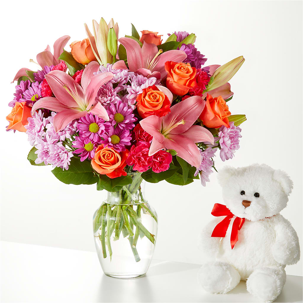 One and Only Bouquet and Bear Bundle – BLOSSOMS & BALLOONS FLORIST, Roseville CA