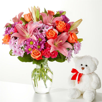 One and Only Bouquet and Bear Bundle – BLOSSOMS & BALLOONS FLORIST, Roseville CA