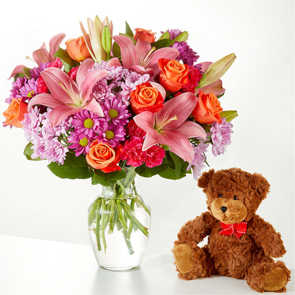 One and Only Bouquet and Bear Bundle – BLOSSOMS & BALLOONS FLORIST, Roseville CA
