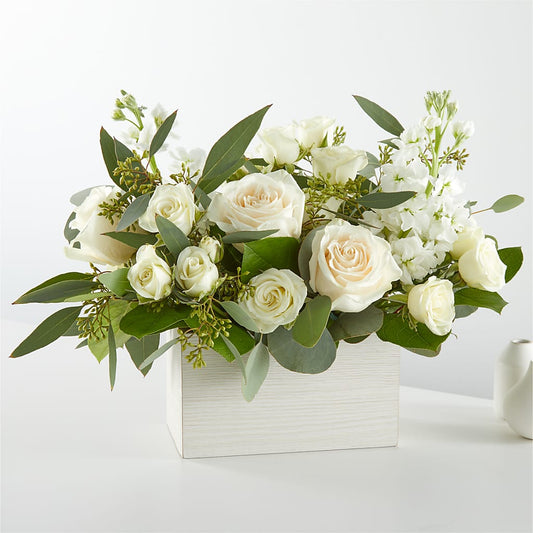 Fresh Linen Box Bouquet – BLOSSOMS & BALLOONS FLORIST, Roseville CA