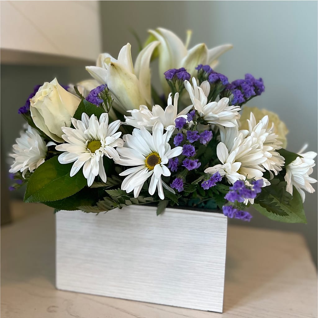 Beyond Blue Box Bouquet – BLOSSOMS & BALLOONS FLORIST, Roseville CA