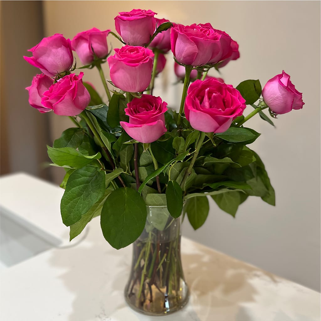 Long Stem Pink Rose Bouquet – BLOSSOMS & BALLOONS FLORIST, Roseville CA