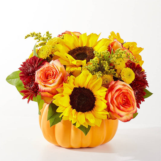 Golden Gourd Pumpkin Bouquet – BLOSSOMS & BALLOONS FLORIST, Roseville CA