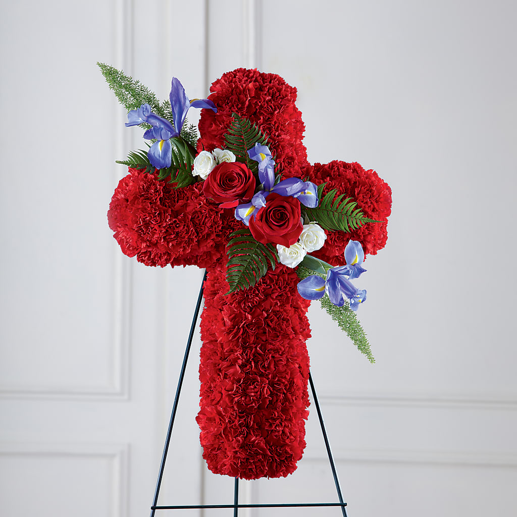 Faithful Hero Floral Cross – BLOSSOMS & BALLOONS FLORIST, Roseville CA