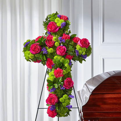Tribute Rose Floral Cross – BLOSSOMS & BALLOONS FLORIST, Roseville CA