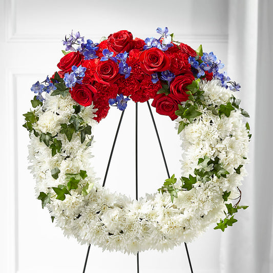 Patriotic Passion Wreath – BLOSSOMS & BALLOONS FLORIST, Roseville CA