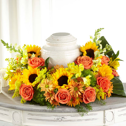 Faithful Sunflower Cremation Adornment – BLOSSOMS & BALLOONS FLORIST, Roseville CA