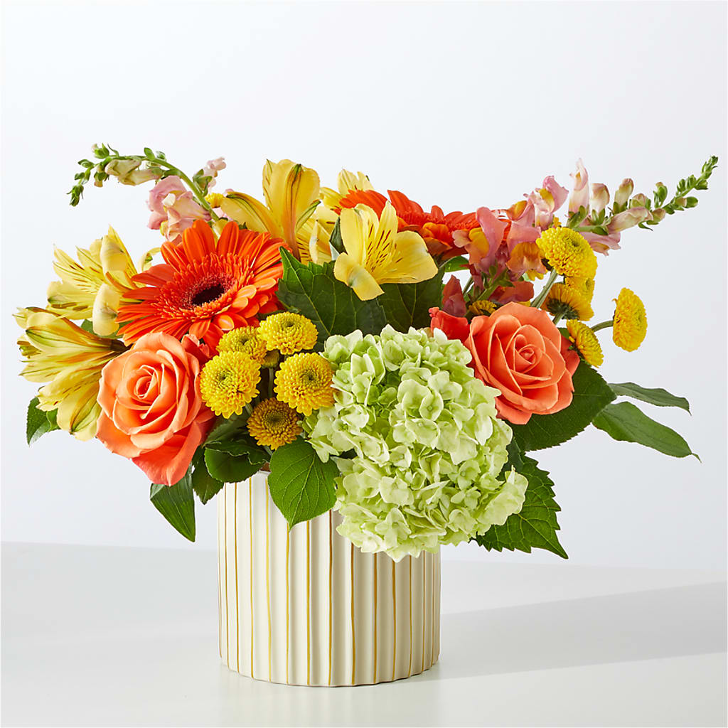 Autumn Sunshine Bouquet with Ivory Vase – BLOSSOMS & BALLOONS FLORIST, Roseville CA