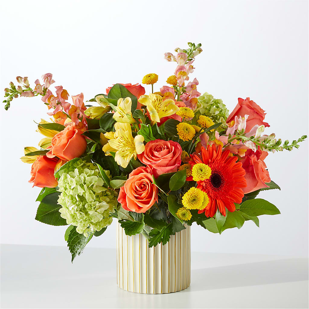 Autumn Sunshine Bouquet with Ivory Vase – BLOSSOMS & BALLOONS FLORIST, Roseville CA
