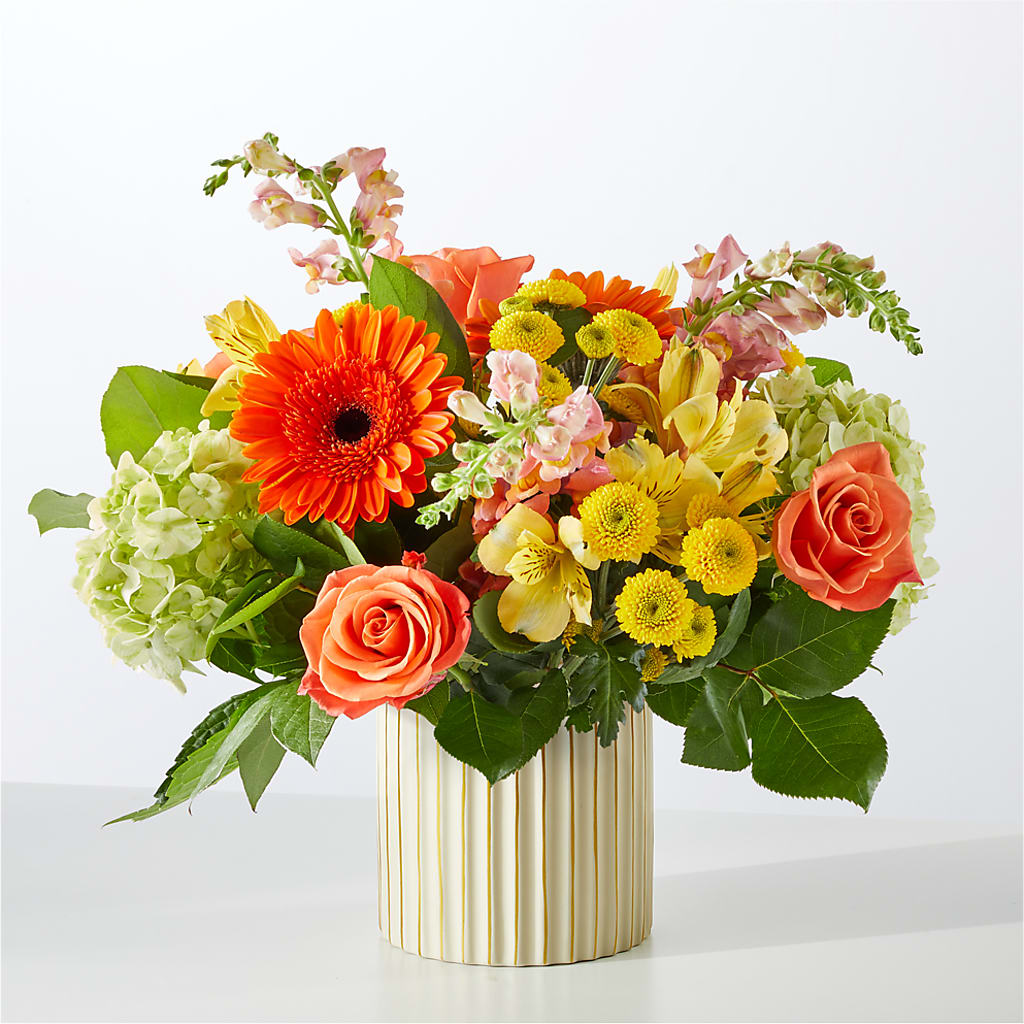 Autumn Sunshine Bouquet with Ivory Vase – BLOSSOMS & BALLOONS FLORIST, Roseville CA