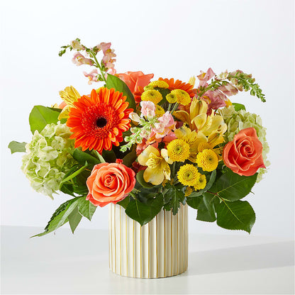 Autumn Sunshine Bouquet with Ivory Vase – BLOSSOMS & BALLOONS FLORIST, Roseville CA