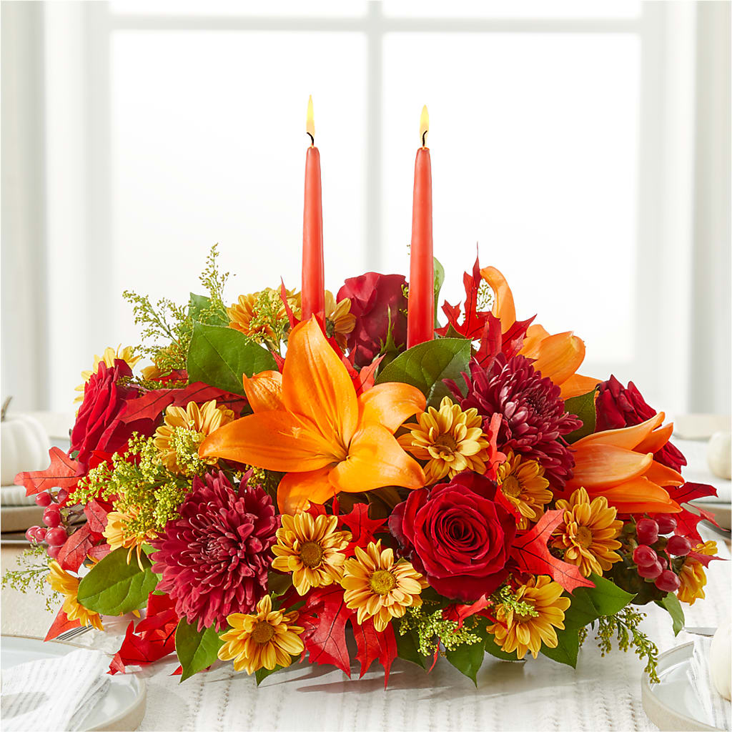 Autumn's Embrace Centerpiece – BLOSSOMS & BALLOONS FLORIST, Roseville CA