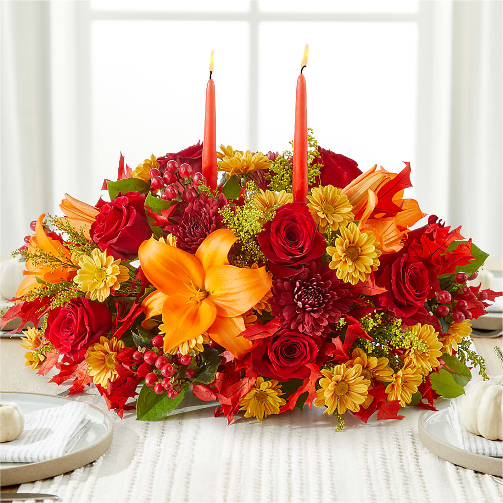 Autumn's Embrace Centerpiece – BLOSSOMS & BALLOONS FLORIST, Roseville CA